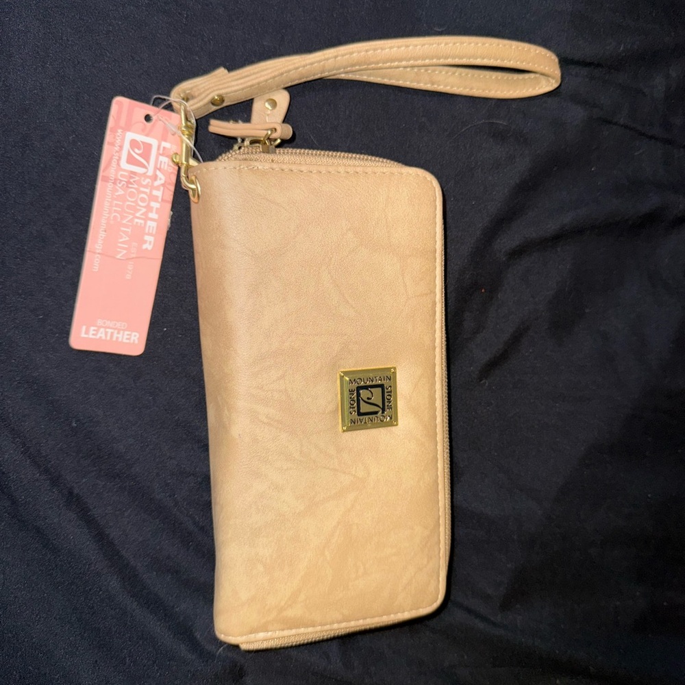 Tan Leather Wristlet Wallet